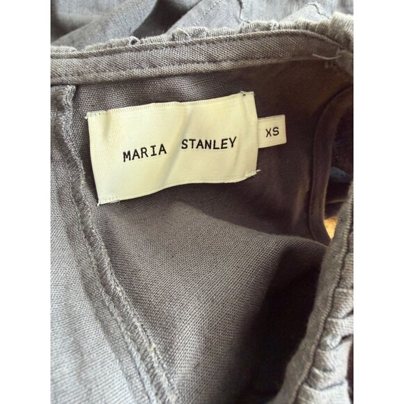 MARIA STANLEY Gray Linen Blend Cascada Cropped Ruffle Jumpsuit Size XS NWOT - Picture 3 of 5